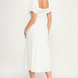 Lily Smocked Square Neck Midi Dress