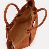 Gold Buckle Suede Flared Tote Bag with Shoulder Strap