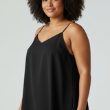 Mara V-Neck Back Cross Strap Woven Top