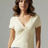 Mia Yellow Twist Front Top