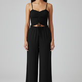 Kylie Smocked Bodice Tie Front Jumpsuit