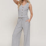 August Stripe Ribbed Vest & Pant Set