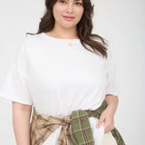 White Cotton Exposed Seam Short Sleeve T-Shirt