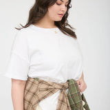 White Cotton Exposed Seam Short Sleeve T-Shirt