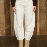 Andy High Waist Barrel Leg Cropped Denim Pants