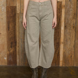 Andy High Waist Barrel Leg Cropped Denim Pants
