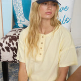 Henley Cropped Boxy Knit Top