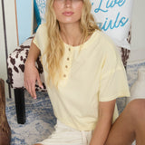 Henley Cropped Boxy Knit Top