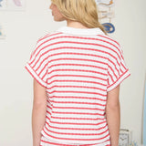 Americana Red & White Stripe Knit Lounge Set with Wide Leg Pants