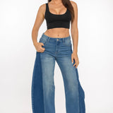 Blue Stripe Barrel Leg Comfort Stretch Denim Jeans