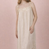 Emma Lace Trim Linen Midi Dress