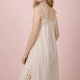 Emma Lace Trim Linen Midi Dress