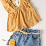 Ava Smocked Ruffle Cotton Top