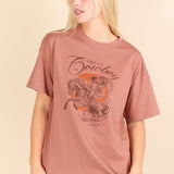 Cowboy Graphic Print Oversized Knit Top