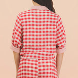 Everly Checkered Button Down Shirt & Elastic Waist Shorts Set