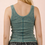 Mindy Lace Trim Mineral Wash Tank Top