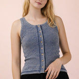 Mindy Lace Trim Mineral Wash Tank Top