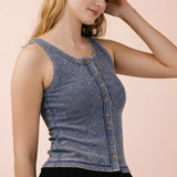 Mindy Lace Trim Mineral Wash Tank Top
