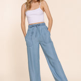 Raya Denim Lyocell Elastic Waist Straight Leg Pants