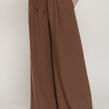 Positano Linen-Style Wide Leg Palazzo Pants with Tie Waist