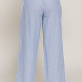Isla Blue Stripe Cotton Gauze Elastic Waist Pants