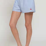 Evie Cotton Stripe Cherry Embroidered Shorts