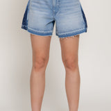 Summer Loose Fit Color Block Denim Shorts