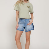 Summer Loose Fit Color Block Denim Shorts