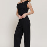 Athena Asymmetrical Neckline Straight Leg Jumpsuit
