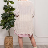 Plus Size Oatmeal Cozy Open Front Pocket Knit Cardigan