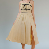 Georgia Front Slit Lace & Tie Detail Midi Dress