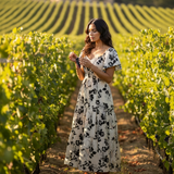 Gia Floral Print V-Neck Flutter Sleeve Maxi Dress