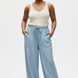 Raya Denim Lyocell Elastic Waist Straight Leg Pants