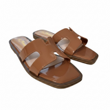 Sleek H-Strap Square Toe Flat Sandals