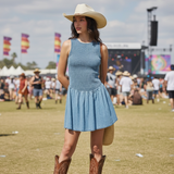 Carrie Smocked Denim Midi Dress