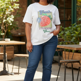 Strawberry Print Oversized Cotton Jersey T-Shirt
