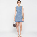 Jolene Sleeveless Denim Mini Dress with Back Zipper Closure