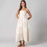 Oceanside Seashell Square Neck Spaghetti Strap Midi Dress