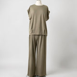 Ines Olive Sleeveless Knit Top & Drawstring Pants Set