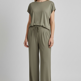 Ines Olive Sleeveless Knit Top & Drawstring Pants Set