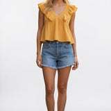 Ava Smocked Ruffle Cotton Top