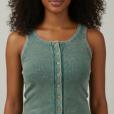 Mindy Lace Trim Mineral Wash Tank Top