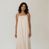 Emma Lace Trim Linen Midi Dress