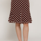 Brown Mermaid Polka Dot Chiffon Midi Skirt
