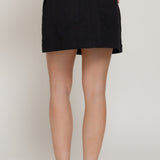 Sage Stretch Cotton Mini Skort with Waist Tie