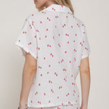 Strawberry Printed Cotton Gauze Shirt & Shorts Set