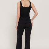 Bree Black Square Neck Vest & Flare Pants Knit Set