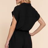 Elena Plus Size Linen-Style Shirt & Shorts Set