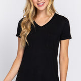 Maxi V-Neck Short Sleeve Pocket Top