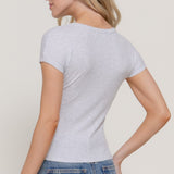 Jaime Fitted Rib Knit Crew Neck Top